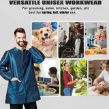 Dog Grooming Smock Water-Repellent Hair-Repellent with Long Sleeves Large Pockets Anti-Static Fabric (Blue, L)
