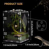 Acrylic Reptile Terrarium Easy Assembly, 360° Clear & Keep Pet Secure Design for Jumping Spiders, Tarantulas, Geckos Scratch-Resistant Large Ventilated Habitat Terrarium for Arachnids 11.8*7.9*7.9in
