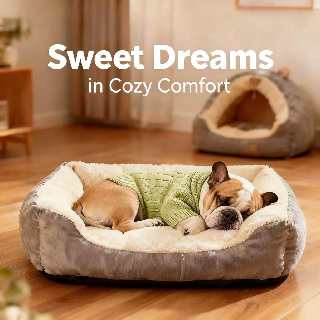 Small/Medium Dog Sweater, Warm Dog Winter Coat w/Sleeves, Comfortable High Neck Premium Dog Clothes for Bulldog-Best for Holidays, Daily Walks L Light Green