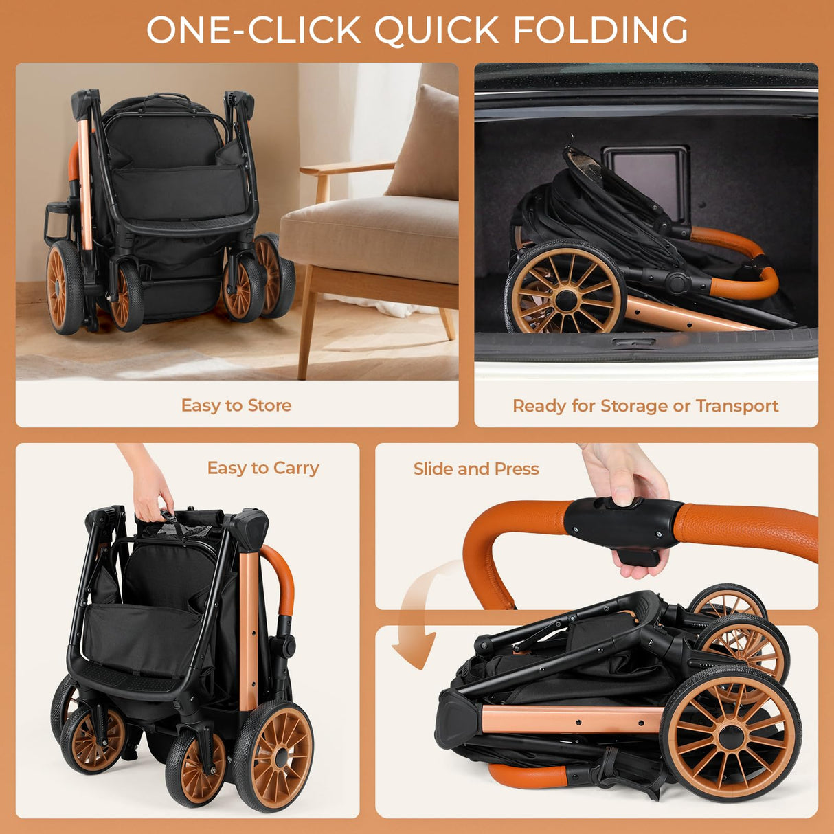 MAMIZO Pet Stroller for Medium Dogs Cats Up to 55 lbs, All-Terrain 3-in-1 Dog Stroller with Detachable Carrier, Rubber Wheels, One-Click Folding, Storage Basket & Cup Holder, for Senior Dogs & Cats