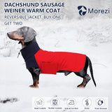 Dachshund Dog Coats Jacket fit for Dachshunds Corgi Weiner Reversible Winter Coat Padded Cotton Lining high Collar Dog Suit in Autumn Winter - Red - L