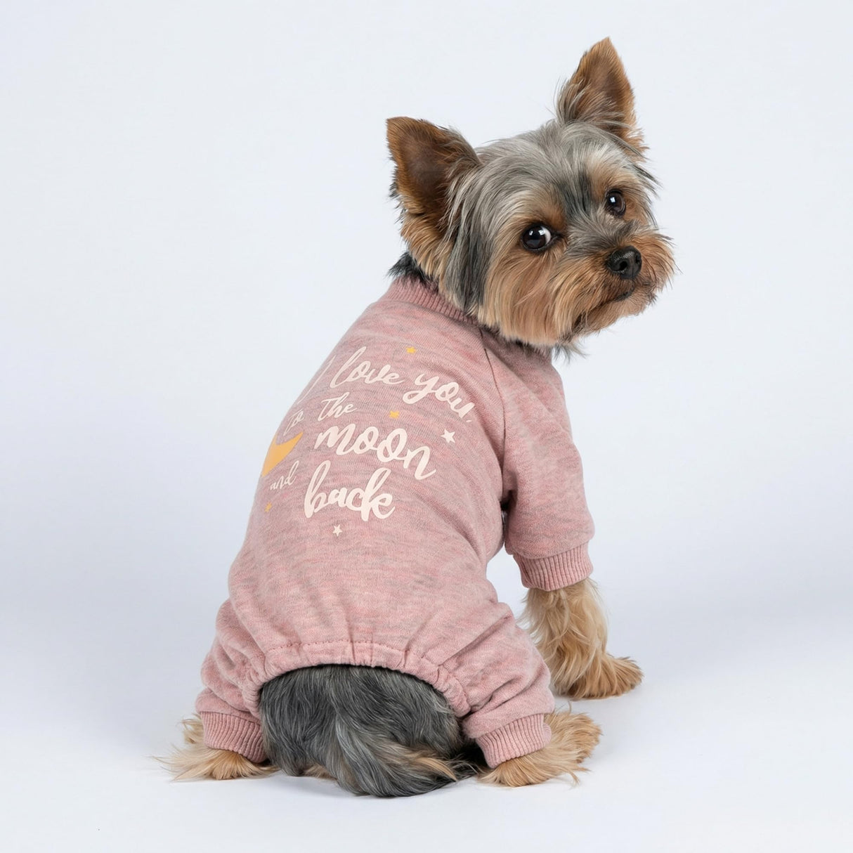 Fitwarm I Love You to The Moon and Back Dog Pajamas, Dog Clothes for Small Dogs Girl, Pet Onesie, Cat Outfit, Mid-Weight Velvet, Pink, Large