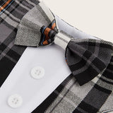 HDGDT Plaid Dog Bandana Tuxedo with Bow Tie, Adjustable Washable Cotton Formal Pet Wear for Dogs and Cats XS to XL