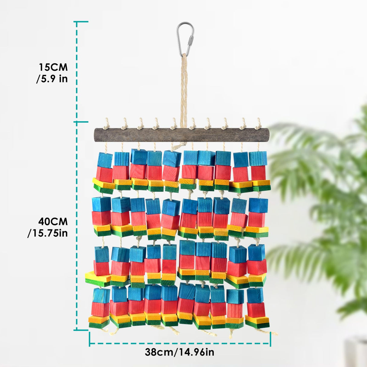 DBNESS Extra Large Bird Toys, 21.6inch XL Macaw African Grey Parrot Chewing Toys, Natural Wooden Block Knots Tearing Toy Parrot Cage Accessories for Big Birds