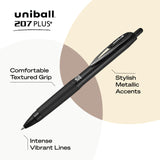 uniball 207 Plus+ Retractable Gel Pens, Medium Point (0.7mm), Black, 4 Pack
