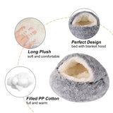 Dog Beds for Small Dogs, Cat Bed Cave, Washable Cute Cat Bed, Cozy Nook Pet Bed for Dogs or Cats, Anti-Slip Puppy Bed Fits up to 22 lbs Pets(Grey, 24" x 24")