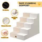 LOMORA Dog Stairs for Small Dogs, 5 Tier Widened Pet Stairs for High Beds, 23.6" H Non-Slip Dog Steps for Puppy, Elderly, or Disabled Dogs, 17.7x30x23.6 inch, Beige