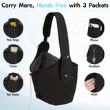Creproly Dog Carrier Sling, Dog Carriers for Small Dogs & Cats with Pockets, Puppy Carrier Sling 15 lbs Machine Washable, Adjustable Shoulder Strap, Hands Free for Family Outdoor Use (Black)