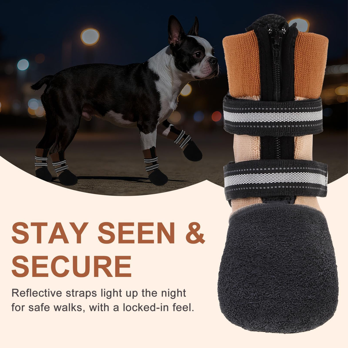 BEAUTYZOO Waterproof Dog Shoes for Winter Cold Weather, Anti-Slip Dog Socks Boots & Paw Protectors, Zipper Dogs Booties to Prevent Licking, Indoor Outdoor Reflective for Small Medium Large Senior Dogs