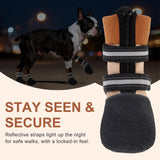 BEAUTYZOO Waterproof Dog Shoes for Winter Cold Weather, Anti-Slip Dog Socks Boots & Paw Protectors, Zipper Dogs Booties to Prevent Licking, Indoor Outdoor Reflective for Small Medium Large Senior Dogs