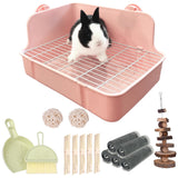 RUBYHOME Rabbit Litter Box Bunny Litter Box Guinea Pig Potty Trainer Corner Bedding Pet Potty Pan for Rabbit Guinea Pig Ferret Small Animal Cage Accessories