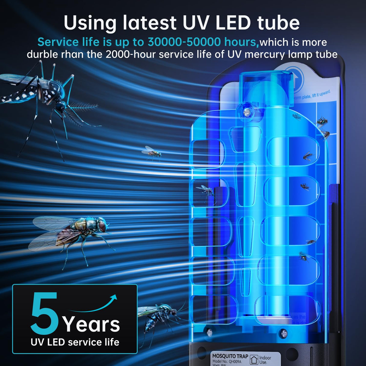 Fruit Fly Traps Indoor for Home: Plug in Mosquito Bug Zapper Gnat Moth Catcher with 9W Night UV Light, 2 Devices 20 Sticky Glue Board Refills for Indoors Flying Insect Trap