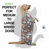 LovinPet Large Dog PJS, Hippos Zoo Cozy Dog Pajamas, Slim fit, Lightweight Pullover Clothes/Full Coverage Golden Retriever Pajamas/Back Snap Button is Only Decoration /2XL
