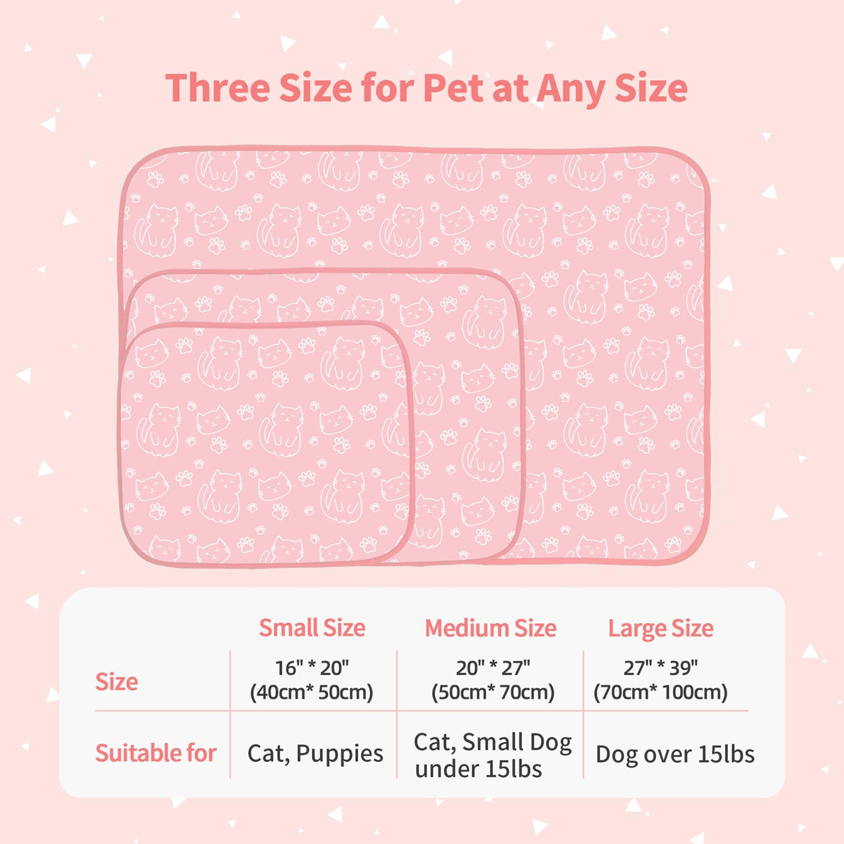 NWK Pack of 4 Pet Cooling Mat - Ice Silk Cooling Mat for Dogs & Cats Portable & Washable Pet Cooling Blanket, Car Seats, Beds for Summer (4pcs, Pink Cat, 27’’ X 20’’ X 0.3)