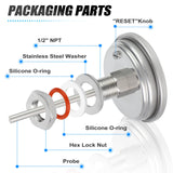 MEANLIN MEASURE 1/2" NPT Bimetal Thermometer for hot Water, boilers, and Pipes，3.3" Dial, 4.4" Stainless steel Stem，Temperature Range 0-220°F/-10-100 ° C, Accuracy 2%,Center Back Mount