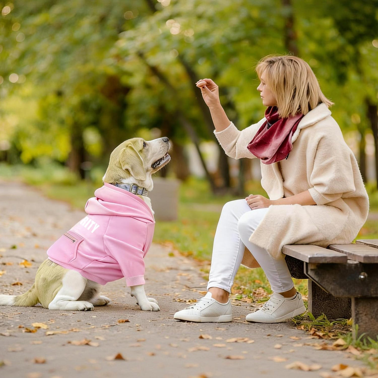 Otunrues Dog Hoodie for Large Dogs Glow-in-The-Dark Security Dog Sweater Sweatshirt Hooded Soft Brushed Fleece WinterClothes with Dual Pocket Zip Puppy Hoodies Pink XL