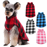 Kuoser 4 Pack Dog Fleece Vest,Warm Plaid Dog Sweater with Leash Hole,Soft Turtleneck Winter Pet Jacket Dogs Coat Pullover for Small Medium Dogs Cats,Spring Fall Cold Weather Christmas Outfit, L