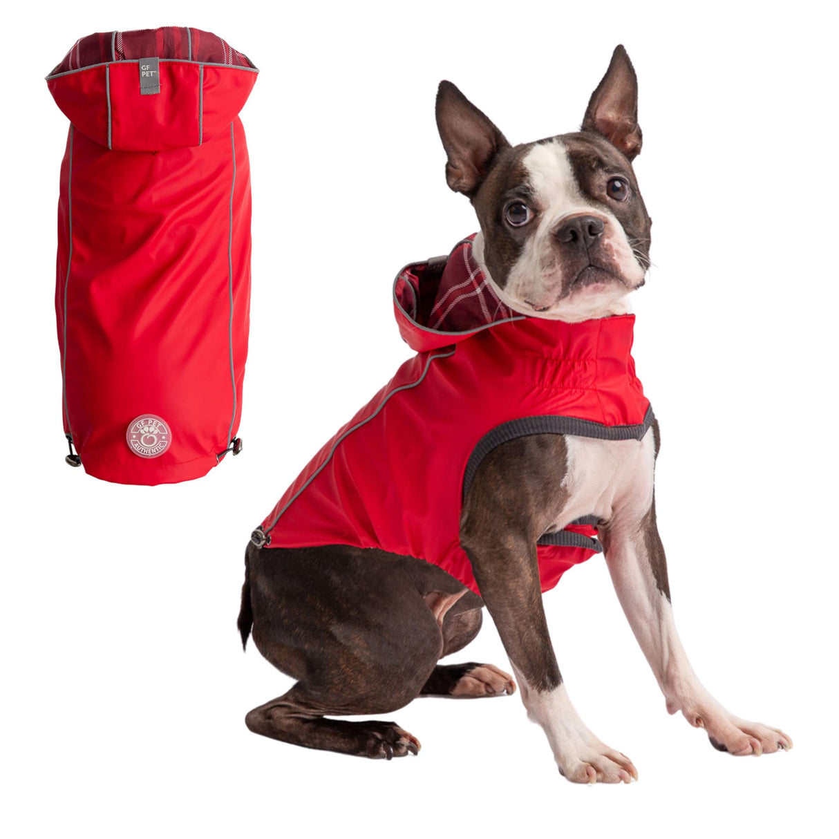 GF PET Reversible Elasto-Fit Raincoat for Dogs - Waterproof Lightweight Pet Rain Jacket - Reflective Safety Design - Comfortable, Easy On & Off - 4XL, Navy
