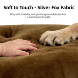 VERABE Washable Dog Bed for Extra-Large Dogs, 41x27 Inch Short Plush Oval Crate Pad with Non-Slip Bottom, Silver-Tipped High-Resilience Pet Mat,Brown