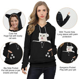 FENBEN Womens Pet Carrier Shirts Kitten Puppy Holder Animal Pouch Hood Sweatshirt Pouch Hoodie (Grey,XL)