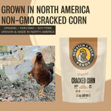 Scratch and Peck Cracked Corn Chicken, Duck and Livestock Supplemental Grain - 8 lbs Bag - 7.5% Protein, Certified Organic and Non-GMO Project Verified Chicken Food