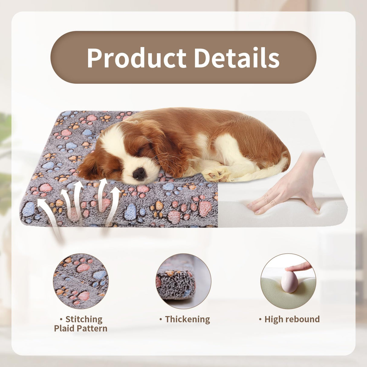 Dekeyoo Dog Crate Mats Bed for Medium Dogs, 30x20 Inch Short Plush Pet Mat, 1.6-inch Thick Thin Kennel Pad, Machine Washable Ideal for 30-Inch Dog Crates