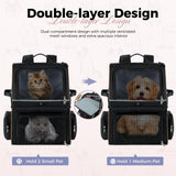 Lekebobor Double Cat Backpack Carrier for 2 Cats, Double-Compartment Pet Carrier Backpack for Two Small Cat or One Medium Cat, Cats Carrier Backpack Dog Carrier Backpack Fits Up to 24 Lbs,Black
