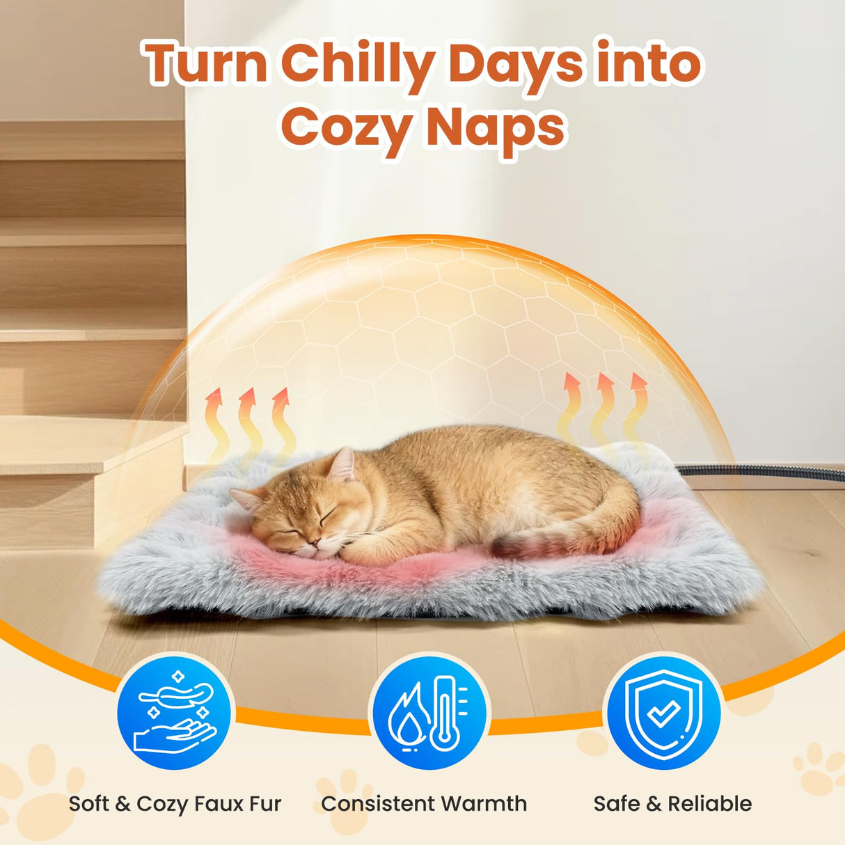 Littlo Kozytail Cat Heating Pad, Pet Heating Pad with Smart Thermostat, 12 Temp Levels & 0-12H Timer, Plush Fleece Cover with Zipper, Waterproof & Chew Resistant, 18x18in for Cats and Small Dogs