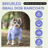 BRKURLEG Dog Raincoat for Small Dogs, Small Dog Rain Jacket with Harness Built in, Waterproof 4 Legs Puppy Raincoats, Puppy Outdoor Jacket with Reflective Strip, Purple, XXL