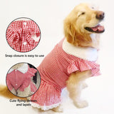 UOSIA Dog Dresses for Large Dogs Girl Lace Cute Thin Classic Plaid Breathable Pet Birthday Dress for Medium Dogs Outdoor Walking Apparel(Red,6XL)