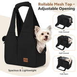 Dog Purse Carrier for Small Dogs and Cats, Soft-Sided Pet Tote Bag with 6 Large Pockets, Collapsible Travel Puppy Carrier, Fits Pets up to 16 lbs (Black, 17.5" L x 8" W x 12" H)
