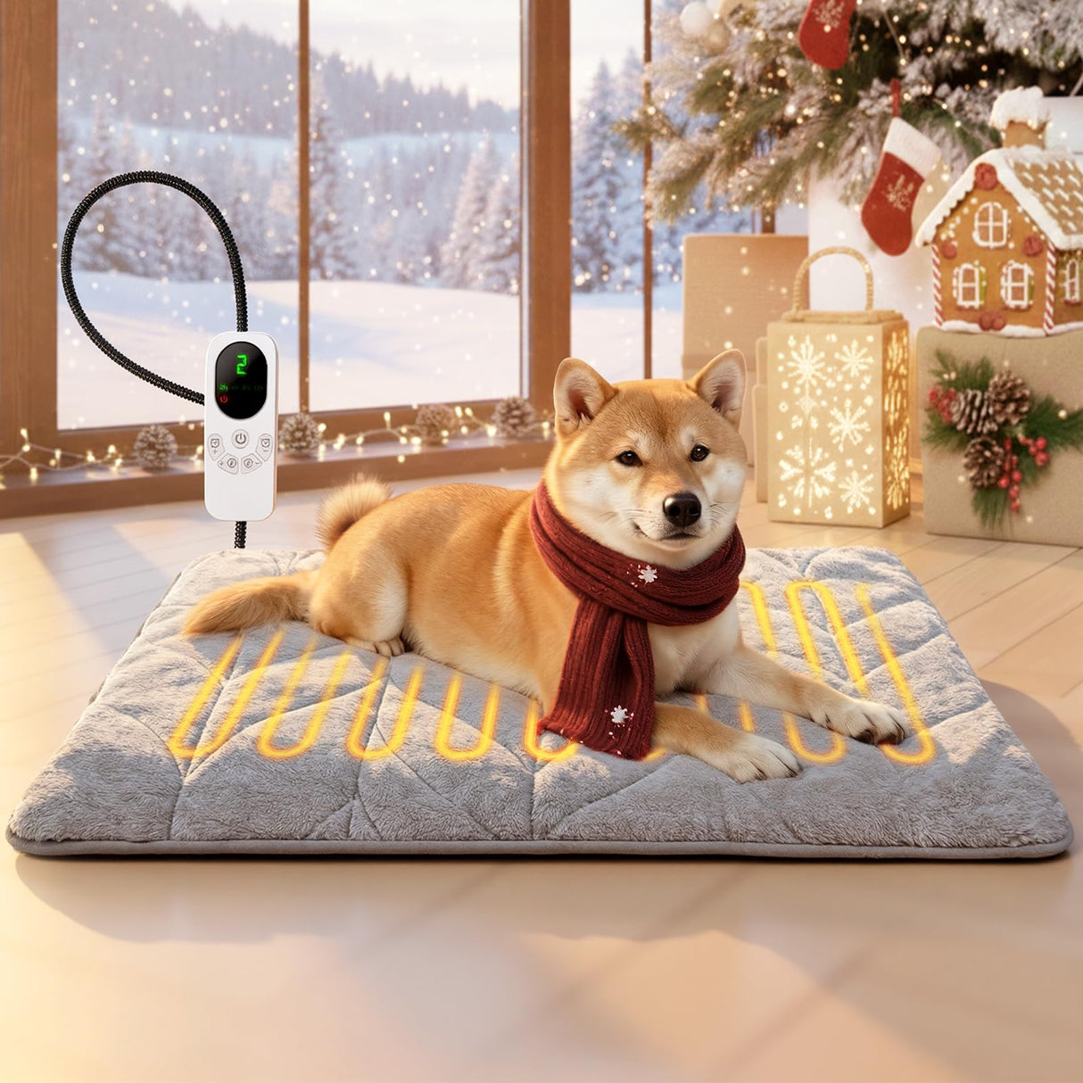 Mora Pets Dog Heating Pad Heated Cat Bed 9 Adjustable Temperature Pet Warming Mat with Timer Auto Power Off Waterproof Heated Pet Blanket 28 Inch for Cats and Dogs Indoor