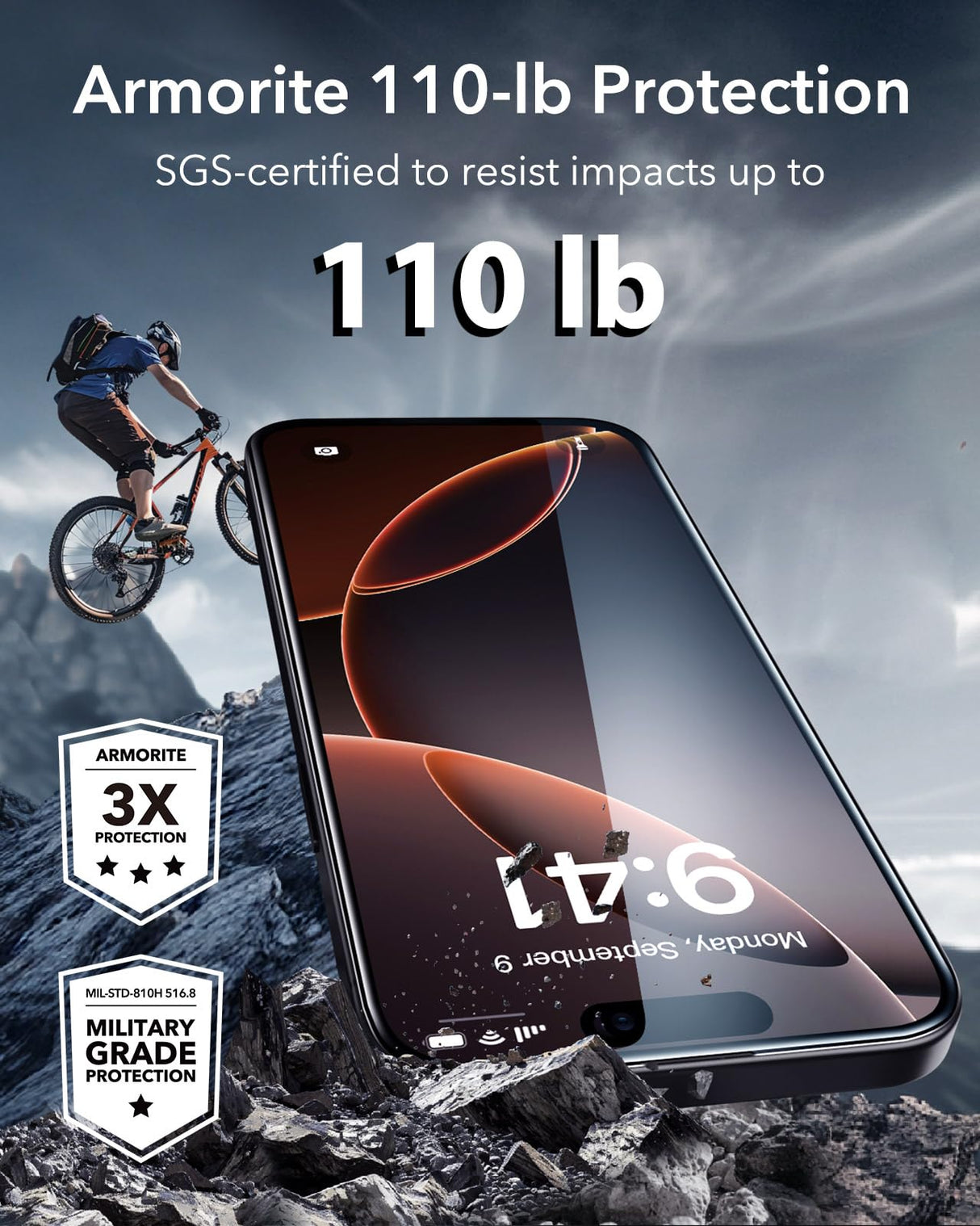 ESR 3 Pack 9H+ Glass for iPhone 16 Pro Screen Protector, [Military Grade Shatterproof & Longest Durable] Ultra-tough Tempered Glass with Updated Easy Installation Tool