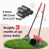 TIMINGILA 36" Pooper Scooper Swivel Bin & Rake with 100 Dog Poop Bags,Adjustable Long Handle for No-Bend Cleanup,Portable Non-Breakable Dog Poop Scooper for Large Medium Small Dogs