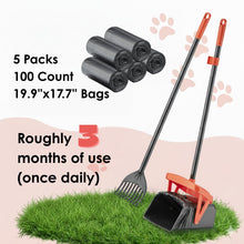 Load image into Gallery viewer, TIMINGILA 36" Pooper Scooper Swivel Bin &amp; Rake with 100 Dog Poop Bags,Adjustable Long Handle for No-Bend Cleanup,Portable Non-Breakable Dog Poop Scooper for Large Medium Small Dogs
