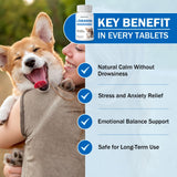 L-Theanine Supplement for Dogs and Cats, 50mg, 90 Chewable Tablets, Helps Keep Pets Calm & Relaxed