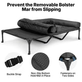 Veehoo Cooling Raised Dog Beds + Waterproof Double Dog Bed Cushion for Two Medium Dogs, Elevated Pet Cot with Removable Bolster Mat, Breathable Mesh, No-Slip Feet, Pets Couch Bed, 59x37.5inches, Black