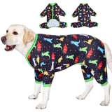 LovinPet Big Dog Wound Care/Surgical Recovery Shirt, Undershirt for Dog Coats, Anti Licking, Pet Anxiety Onesies for Dogs, Dinosaurs in Space Print, Onesies for Dogs, Pitbull Shirt, Pet PJ's, 2XL