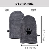 Penny & Niko Microfiber Pet Towel Mitts - Paw Cleaning and Drying Mitts/Gloves for Dogs and Cats (Gray, Standard - 4 Pack)