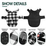 Kuoser Dog Winter Coat, Windproof Dog Fleece Jacket British Style Plaid Cold Weather Doggie Vest Coats, Reversible Cozy Warm Pet Clothes Apparel for Medium Dogs M