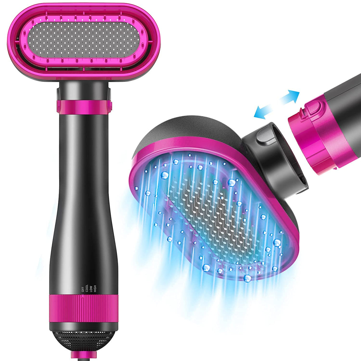 HimyBB Dog Hair Dryer, 2-in-1 Dog Hair Blower with Brush, 3-Modes Blow Professional Home Grooming Drying for Small Large Cat Pet Puppy Rose