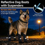 AuraPaw Dog Booties with Adjustable Suspenders for Outdoor Adventures – Reflective Paw Protectors for Rain, Snow & Mud, Anti-Slip & Dirt-Proof Boots Leggings, Waterproof Dogs Shoes, Black, Size L