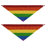 2 Pack Dog Bandanas LGBT Glitter Rainbow Pride Flag Milk Silk Pet Bandana Scarf Snap Button Triangle Bibs Kerchief Set Pet Holiday Accessories Decor for Puppy Dogs Cats M