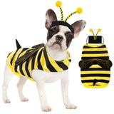 Bee Dog Costume Halloween Dog Costumes for Small Medium Dogs Cats, Bumblebee Pet Outfit with Antenna Hat Funny Pet Costumes Cosplay Clothes Christmas Birthday Party