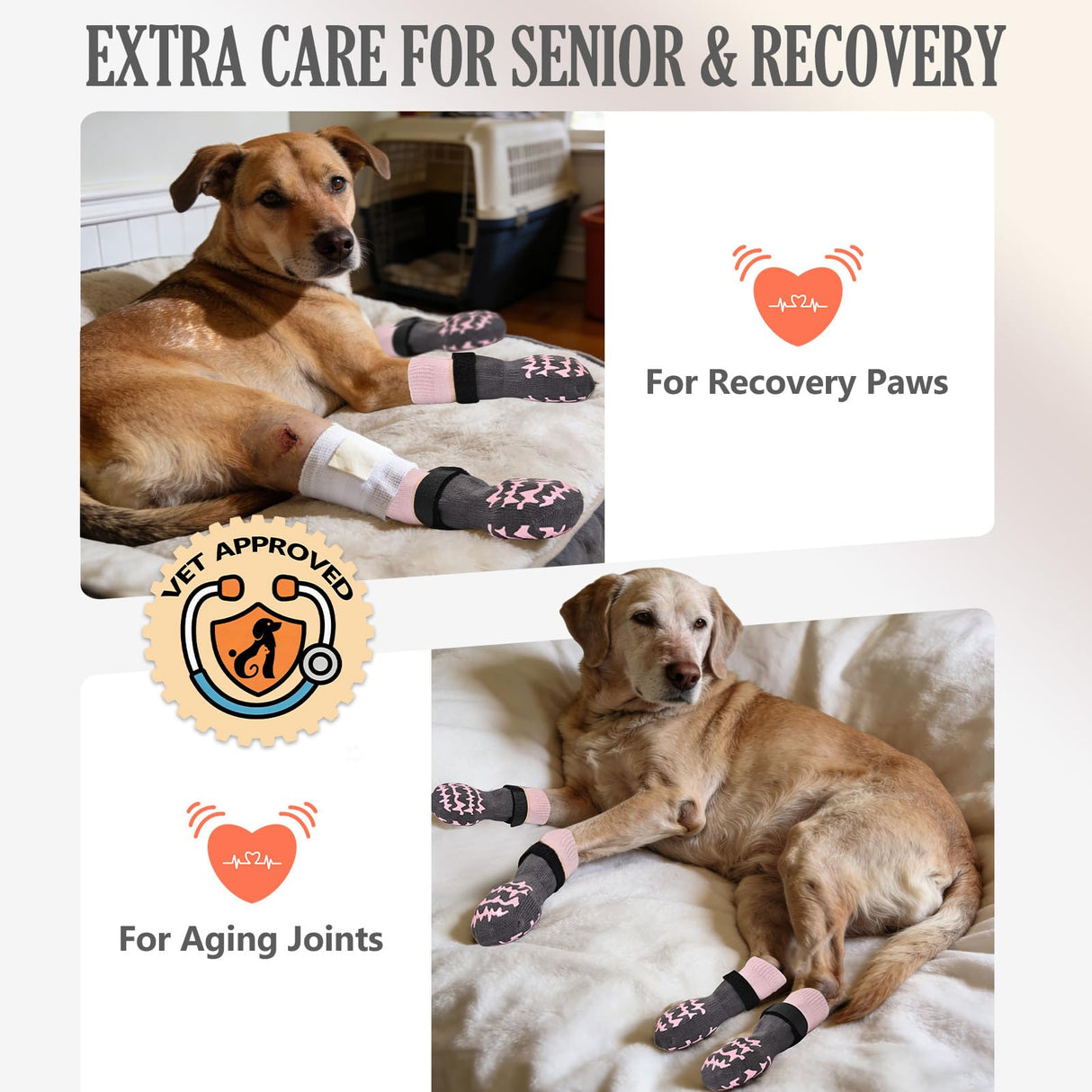 AIEDOULER Anti Slip Dog Socks to Prevent Licking Paws, Double-Sided Grippy Dog Socks for Hardwood Floors, No Twist Paw Protector for Hot/Cold Pavement, Dog Booties for Small Medium Large Senior Dogs