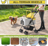 LPOTIUS 3-in-1 Pet Stroller for Small Dogs and Cats, Folding Lightweight Dog Stroller with Detachable Carrier Portable Cat Puppy Jogging Stroller with Cup Holder and Storage Basket, 4 Wheels