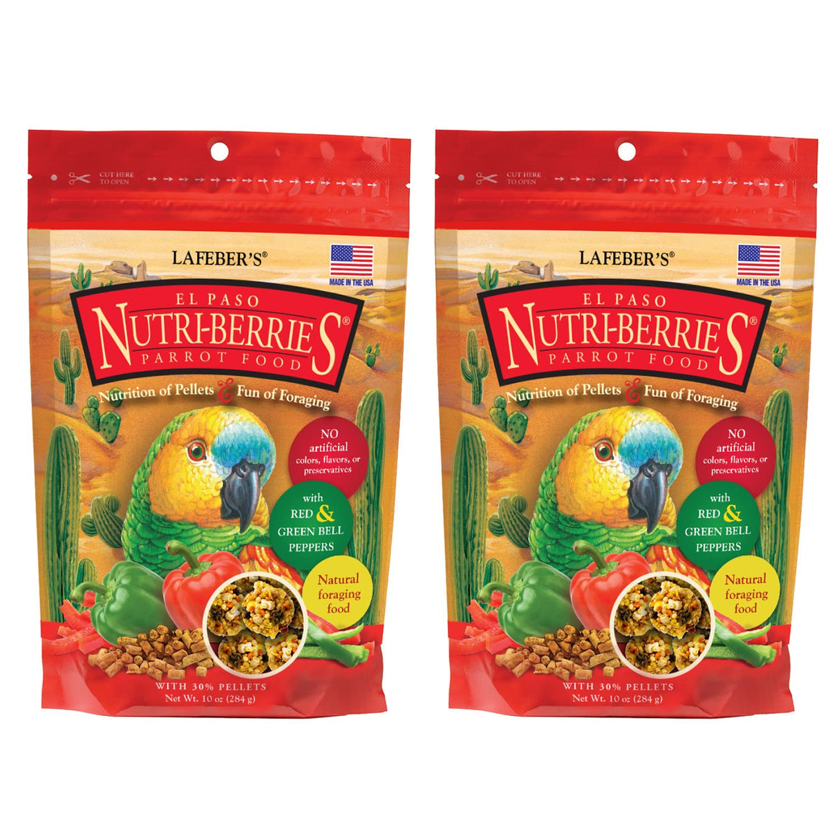 LAFEBER'S El Paso Nutri-Berries Pet Bird Food, Made with Non-GMO and Human-Grade Ingredients, for Parrots (10 oz Pack of 2)