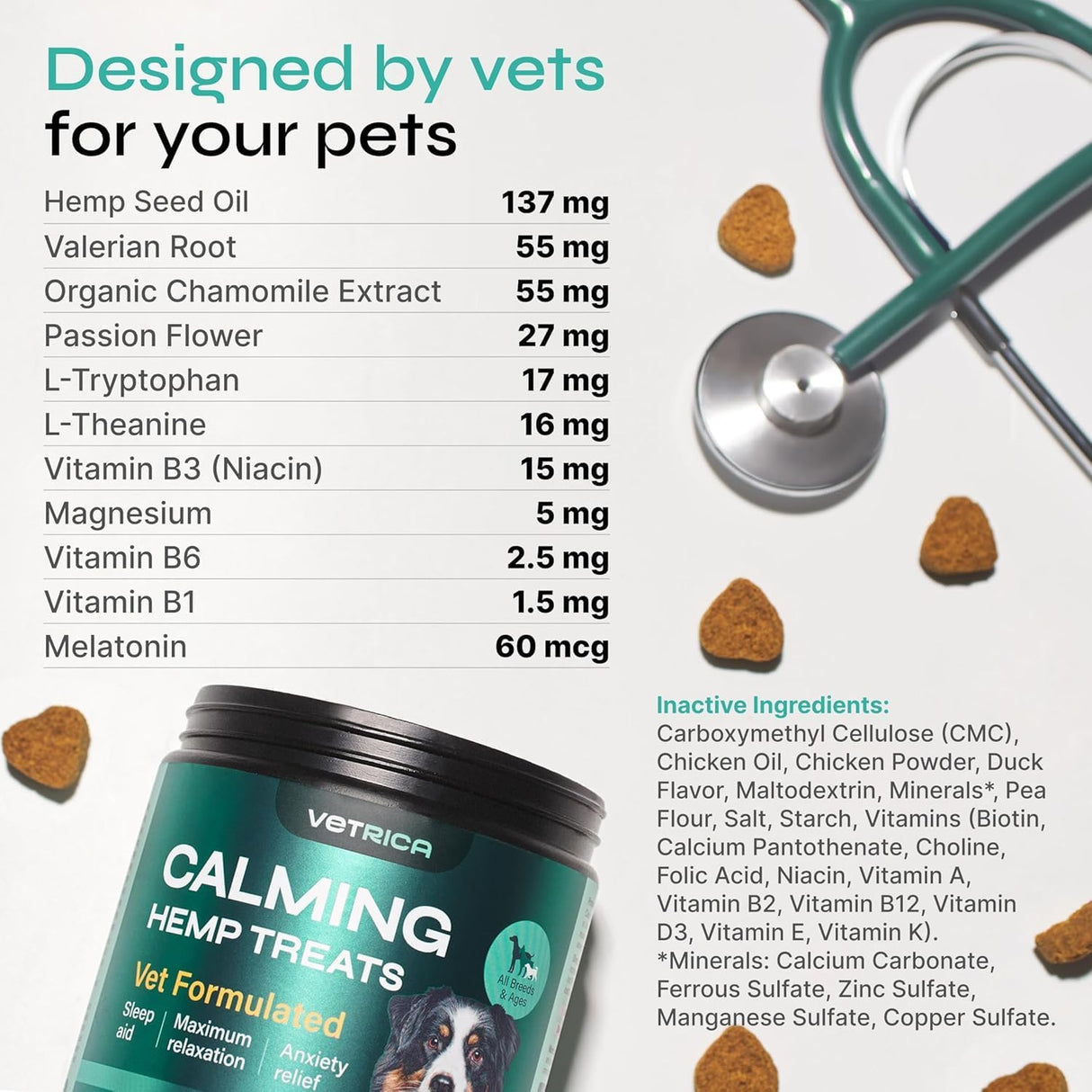 Calming Chews for Dogs with Valerian Root, Turmeric, L-Theanine - Calming Chews for Dogs Anxiety Relief - Soft Treats for Storms, Fireworks, Separation, Vet Visits, Grooming