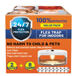 2 Pack Flea Traps for Inside Your Home, Indoor Flea Light, Bed Bug Killer with 8 Sticky Pads & 4 Light Bulb, Odorless Natural Insect Infestation Treatment Trap for Kid Pet
