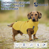 Dachshund Raincoat Weiner Dog Clothes Suitable for Dachshunds Corgi, Weiner, Dog Waterproof Coat with Reflective Stripe underbelly Protection - Yellow - S